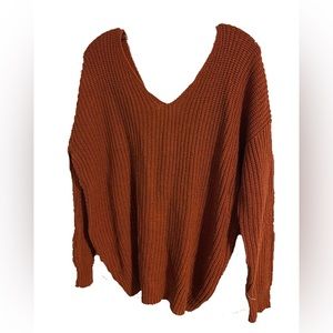 Burnt Orange Twist Back Sweater